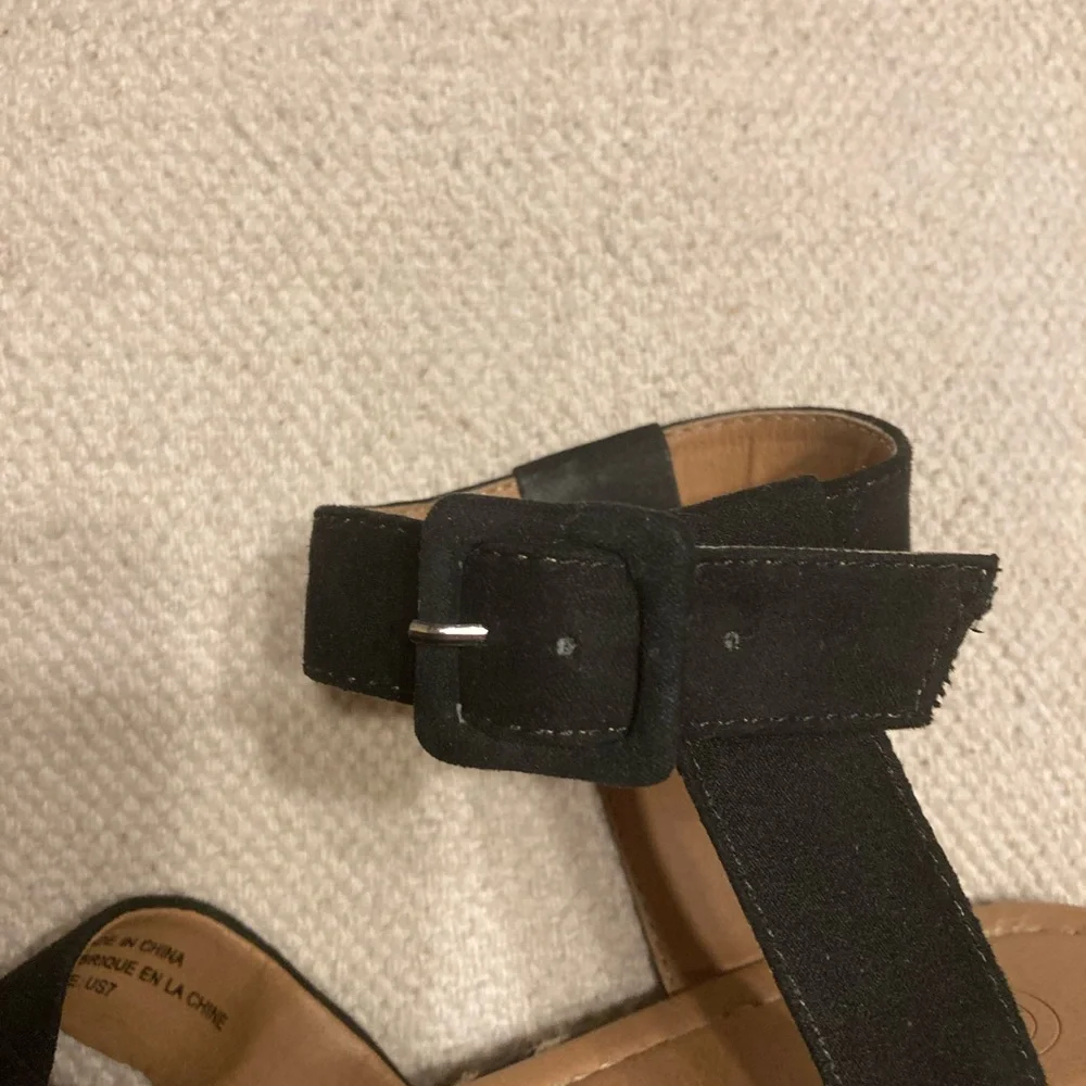 Urban Outfitters UO Platform Espadrille Black Suede Chevron Pattern Size 7